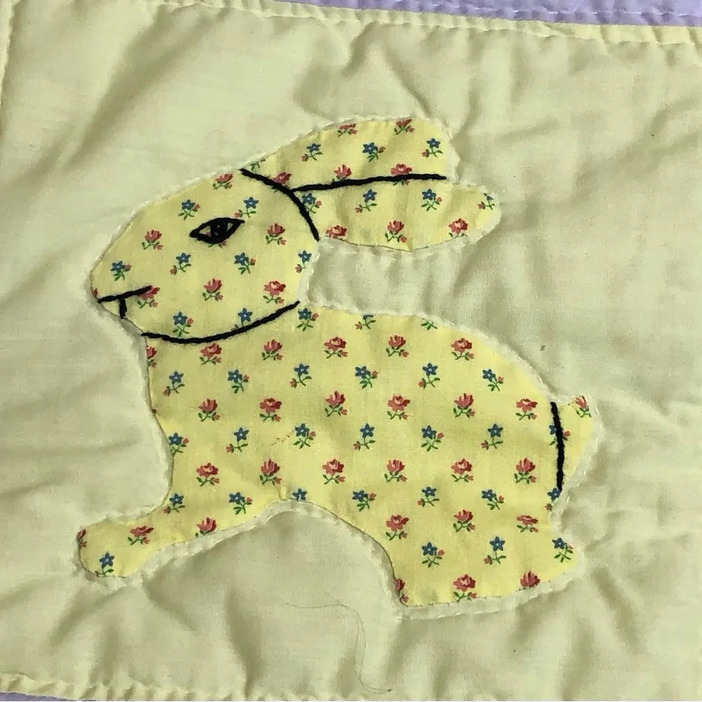 Quilted Patch Work Blanket Yellow Lilac 44inX70in